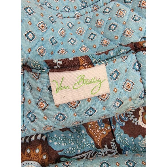 Vera Bradley Bag Purse Hobo Brown Java Blue Floral Paisley Pockets Quilted Y2K - Picture 10 of 13